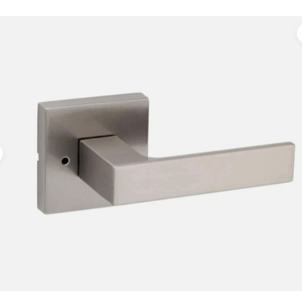 Kwikset Singapore Square Satin Nickel Bed/Bath Door Handle Microban and Lock